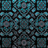 Bandana Foil Printed Nylon Spandex Fabric - Black/Turquoise Bandana Paisley Foil Pattern, 54/56" Width (1 Yard)
