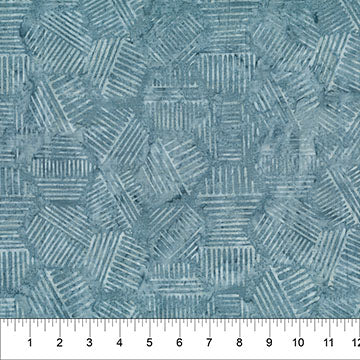 Cotton Print Banyan Steel Blue Hexies Fabric 44/45