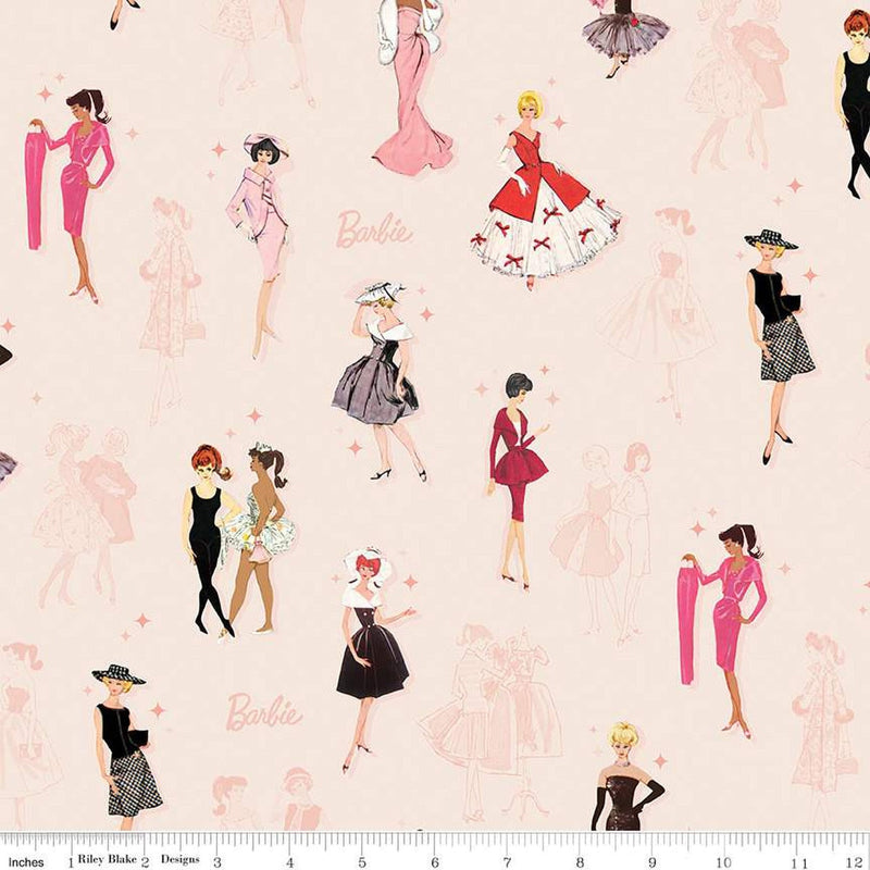 Cotton Fabric Barbie Vintage Main Blush 43/44"