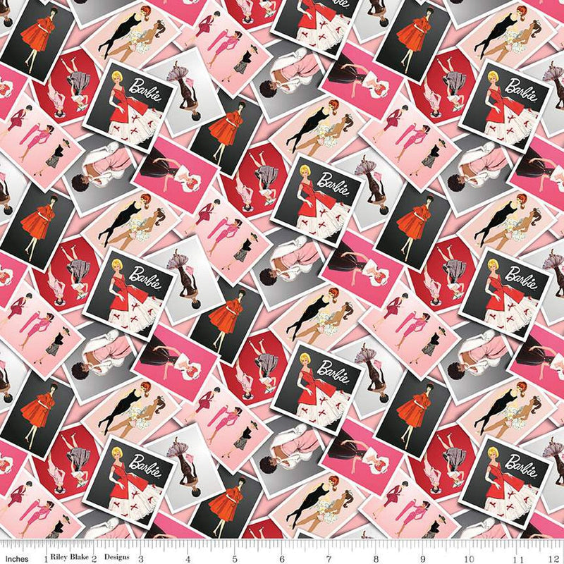 Cotton Print Barbie Vintage Photos Pink Fabric 43/44