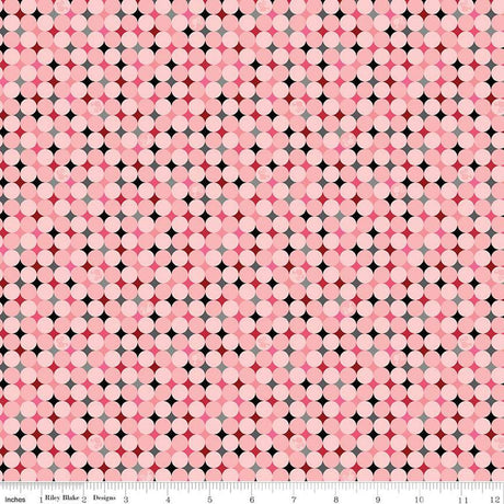 Cotton Print Barbie Vintage Sparkle Dots Pink 43/44" Fabric