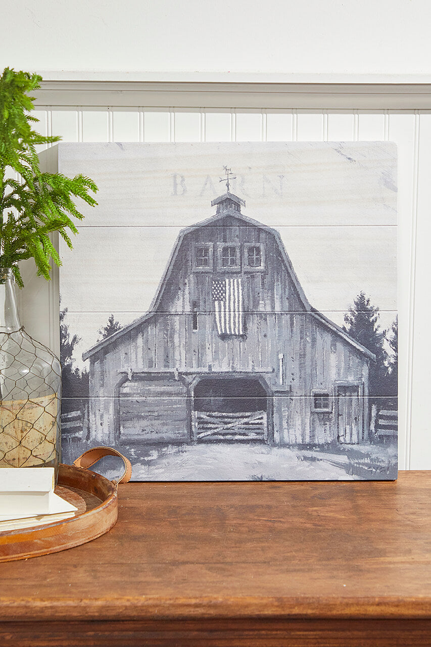 22” Holiday Barn Wall Art