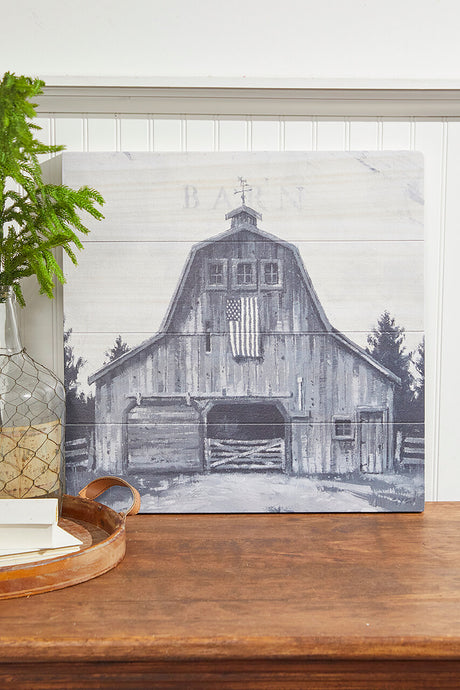 22” Holiday Barn Wall Art