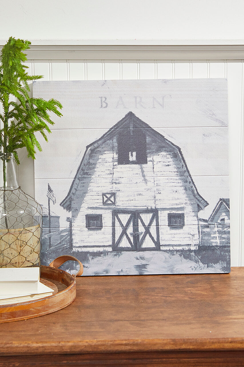22” Holiday Barn Wall Art