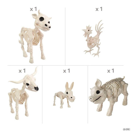 Barnyard Farm Animal Skeletons Assortment Halloween Kit for Display, for spooky Halloween party and home decor