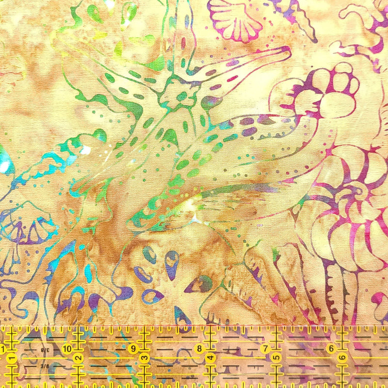 Batik Cotton Summer in Cabo Coral Reef Shells & Starfish