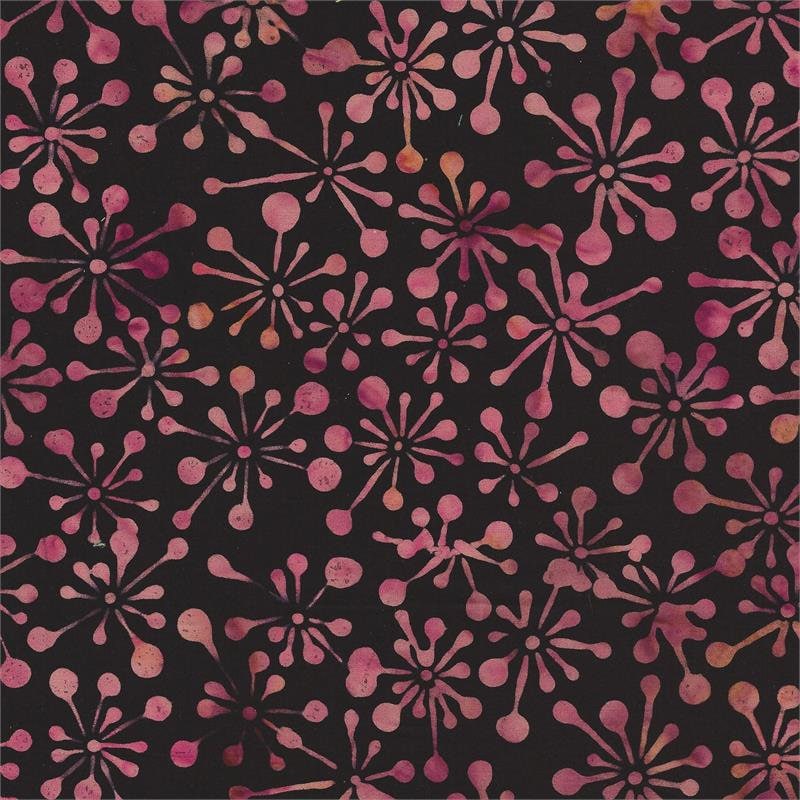 Batik Cotton MCM With a Twist Starbursts Black Pink