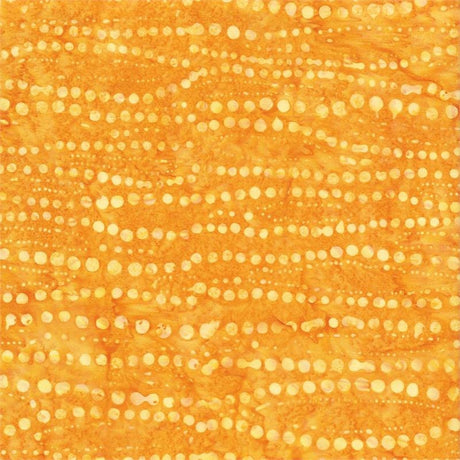 Batik Cotton Sun Catchers Collection Yellow Glowing Dots on Orange