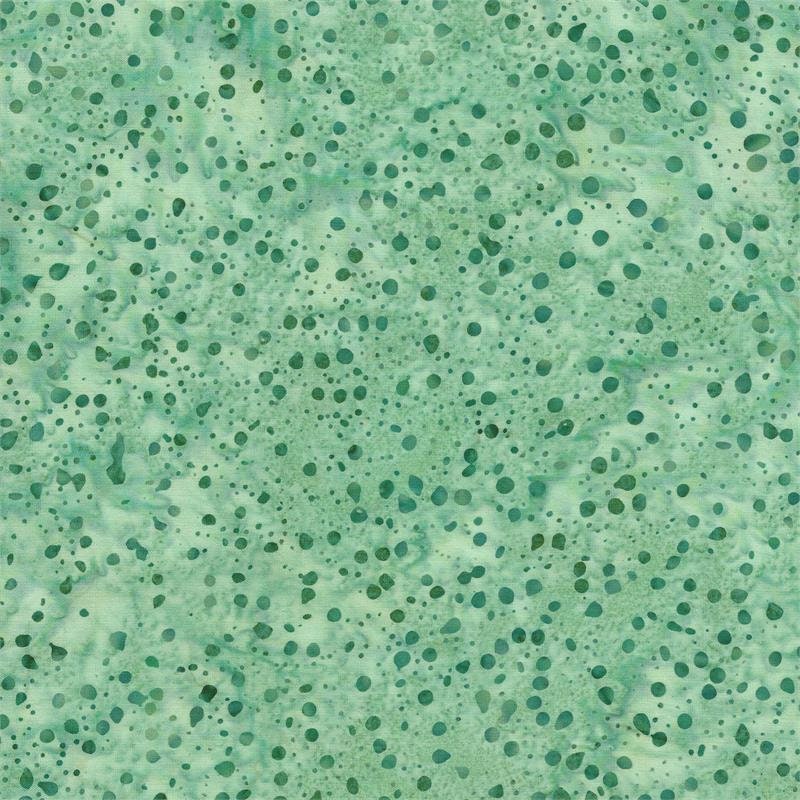Batik Cotton Green Dots on Cream