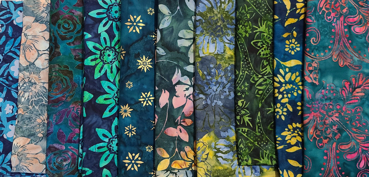 Fat Quarter Bundle 10 Batik Cotton Assorted Prints