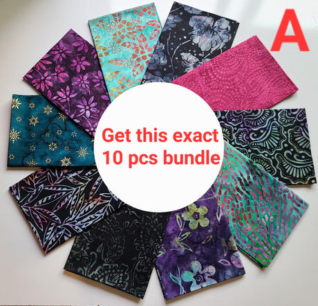 Fat Quarter Bundle 10 Batik Cotton Assorted Prints