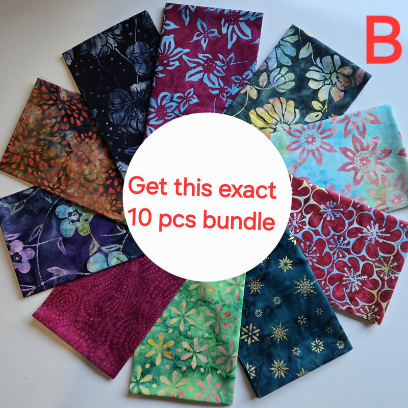 Fat Quarter Bundle 10 Batik Cotton Assorted Prints