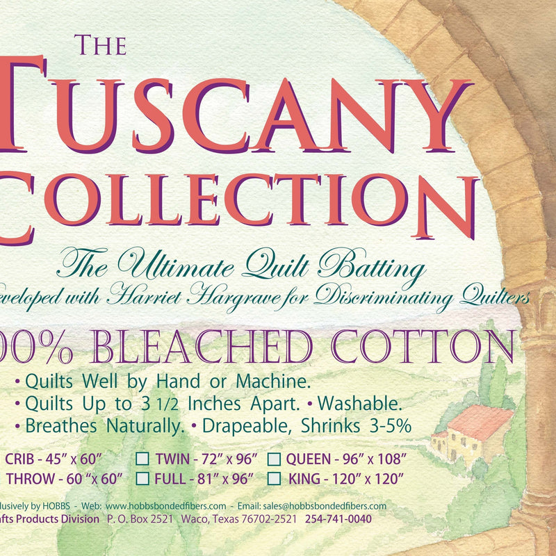 Cotton Batting Tuscany Bleached 120in x 120in King