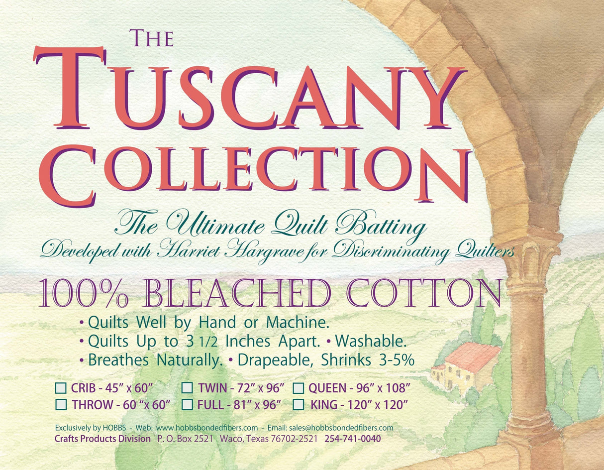 Cotton Batting Tuscany Bleached 120in x 120in King