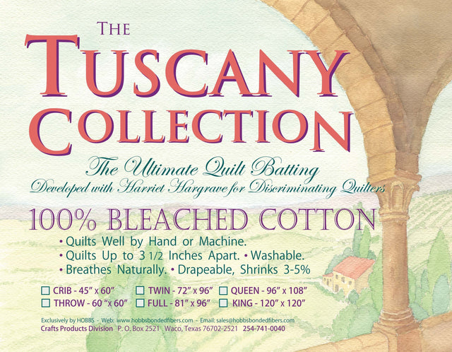 Cotton Batting Tuscany Bleached 120in x 120in King