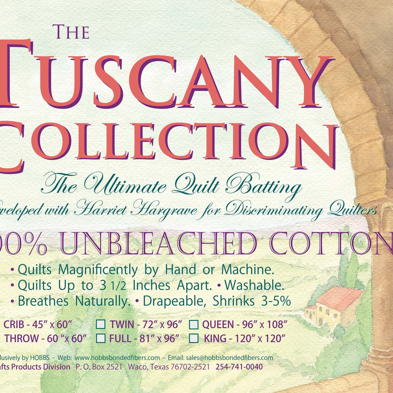 Cotton Batting Tuscany Unbleached 120in x 120in King