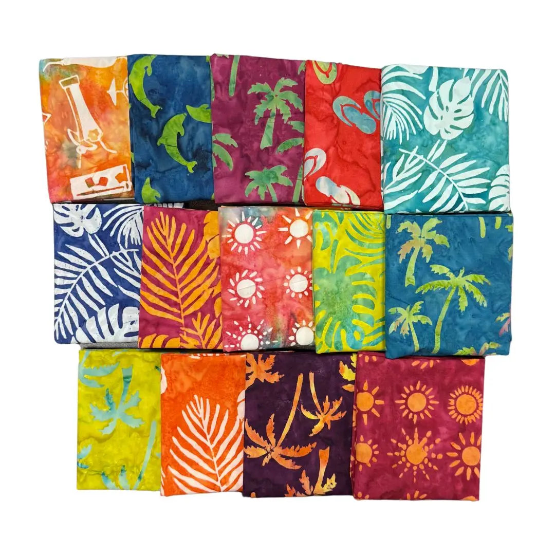 Cotton Fat Quarter Bundle Beachy Batiks Set of 14
