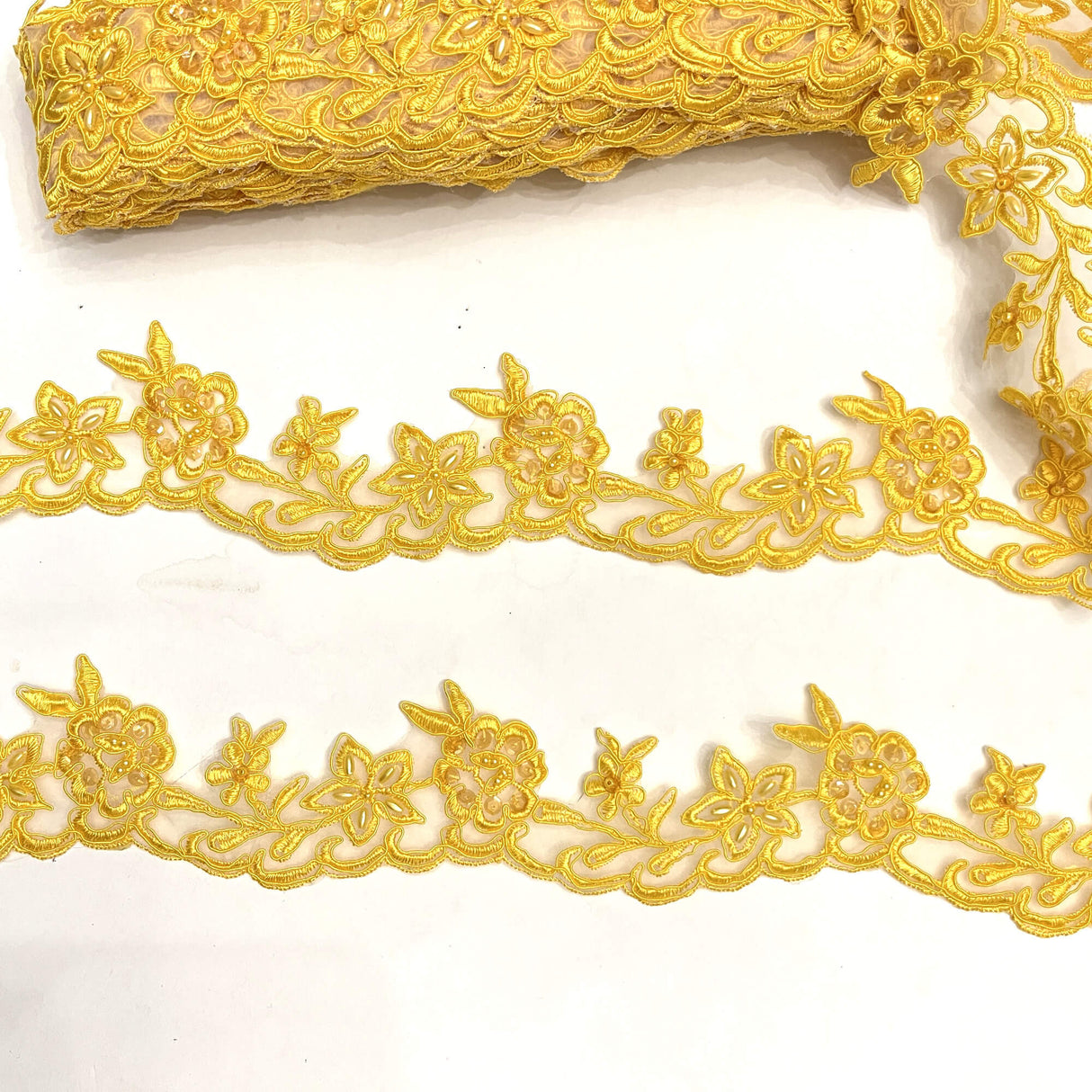 Beaded Corded Lace Trim