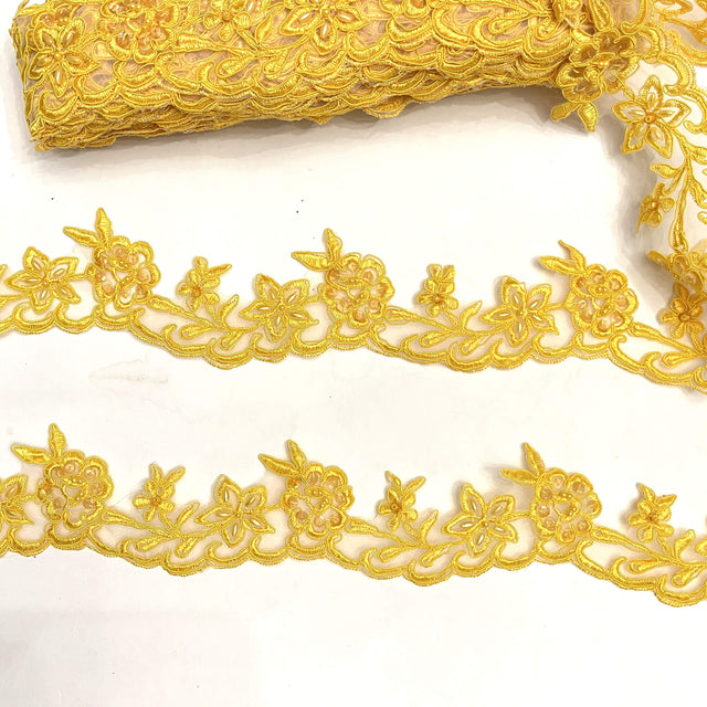 Beaded Corded Lace Trim
