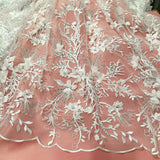 Beaded Rhinestone 3D Floral Lace Fabric
