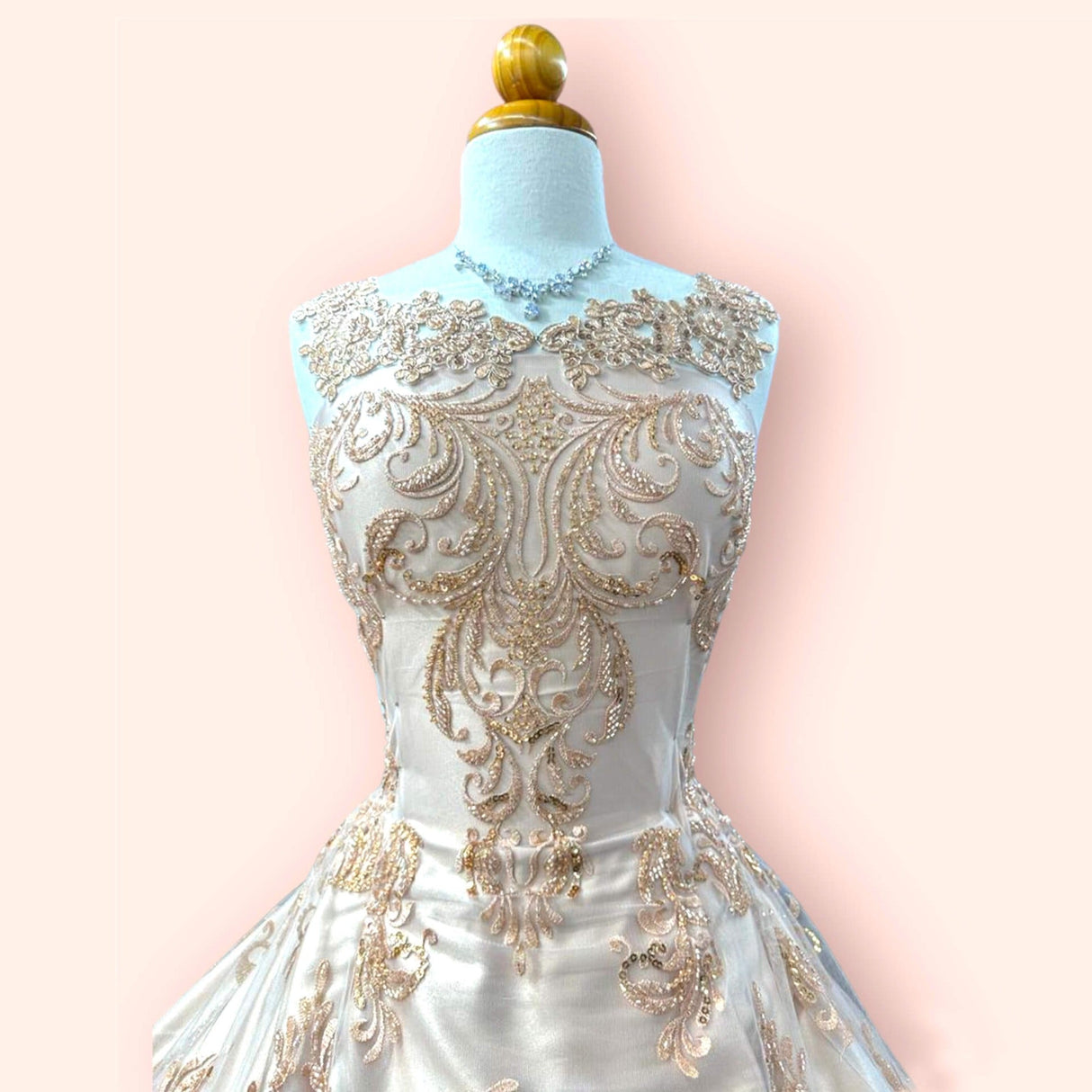 Beaded Lace Fabric on Polyester Net Mesh