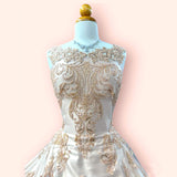 Beaded Lace Fabric on Polyester Net Mesh