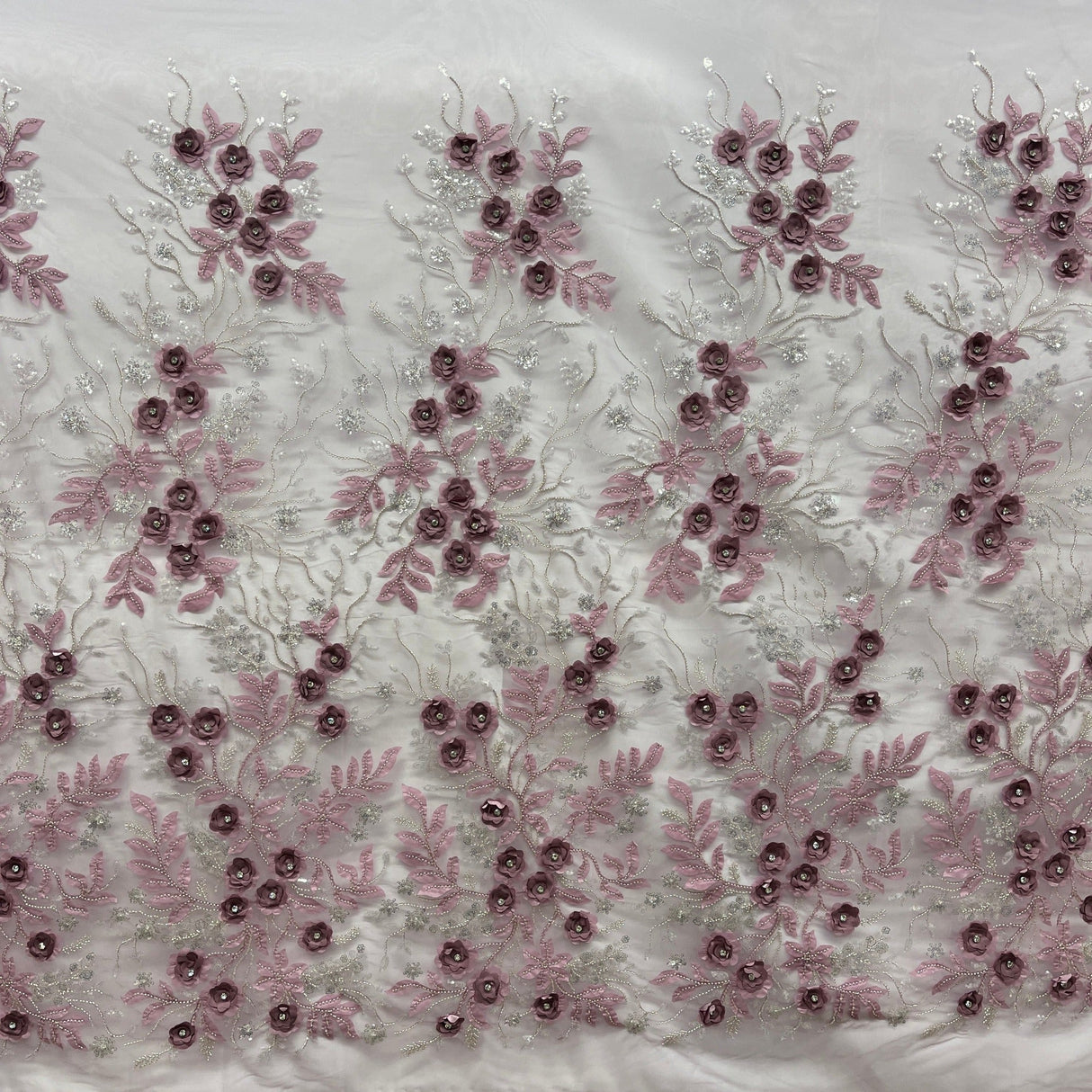 3D Floral Beaded Lace Mesh