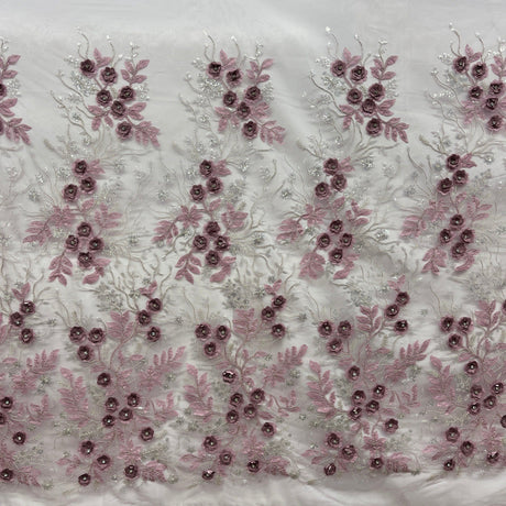 Beaded 3D Floral Lace Fabric 52" Wide
