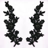 Beaded & Corded Floral Lace Applique Embroidered On 100 Percent Polyester Net Mesh Fabric - Floral Applique, 10" X 2" Each Side (1 Pair)