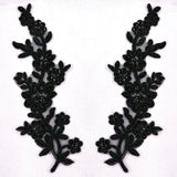 Beaded Corded Floral Lace Applique 100% Polyester Net Mesh
