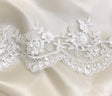 Beaded Corded Floral Lace Trim 4" Wide