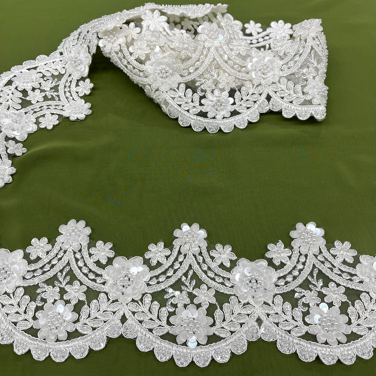 Beaded Floral Lace Trim