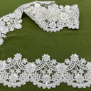 Beaded Corded Floral Lace Trim 4.5"