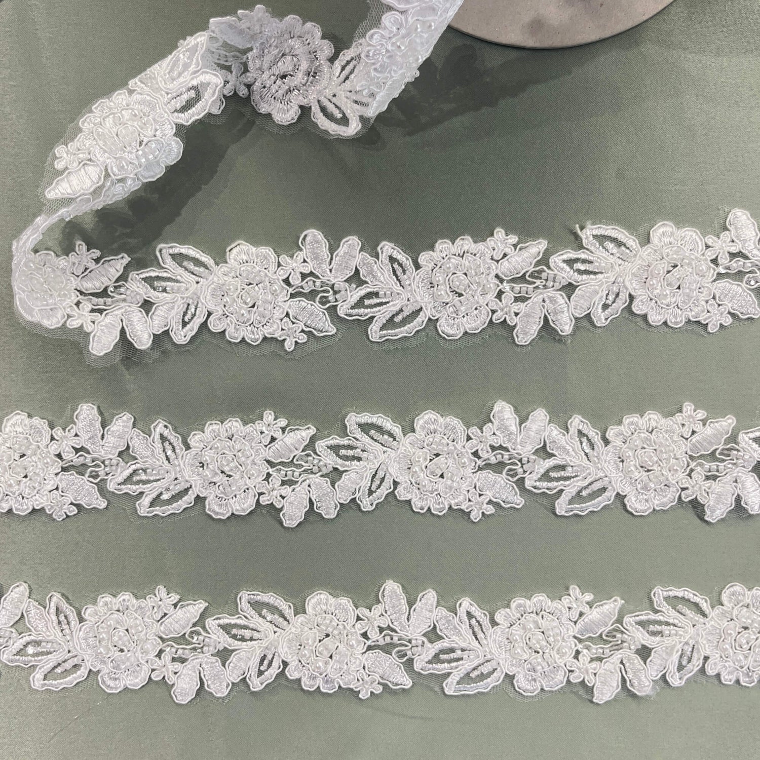 Beaded Corded Lace Trim 100% Polyester 1.5"