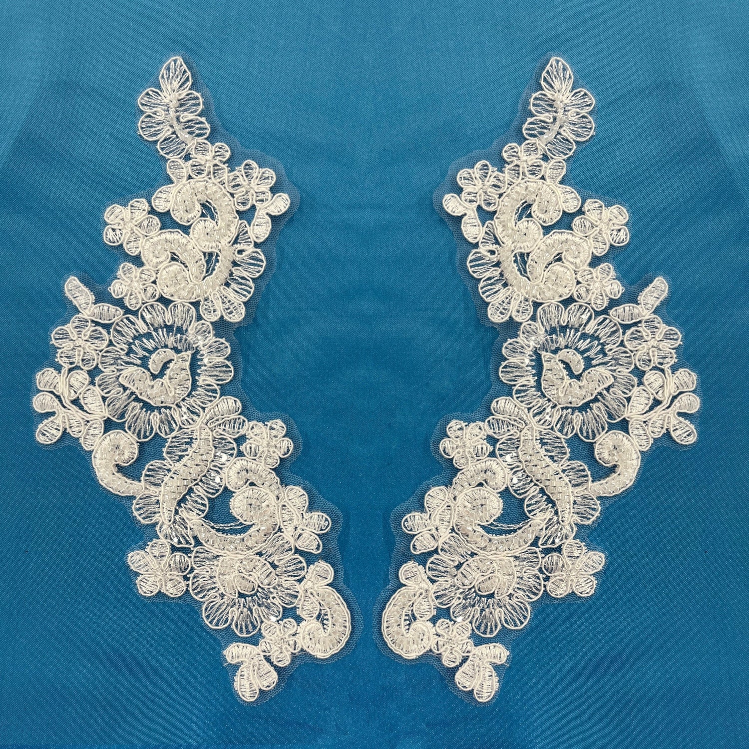 Beaded Floral Lace Applique