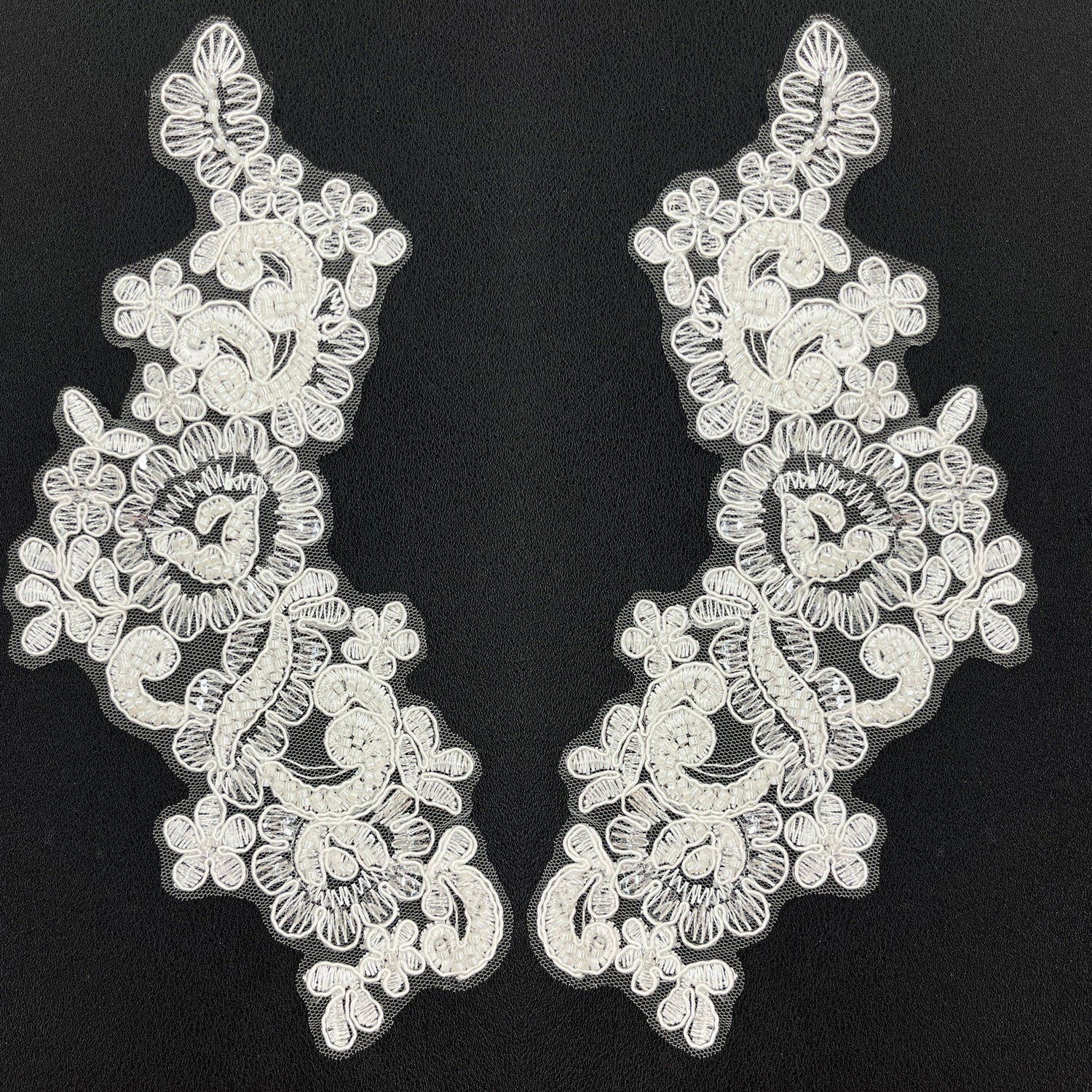 Beaded Floral Lace Applique