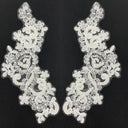 Beaded Corded Floral Lace Applique Pair