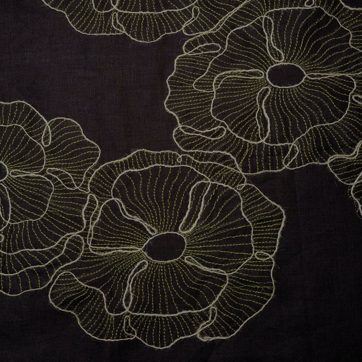 Linen Jacquard Floral Embroidery Fabric