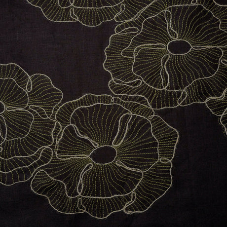 Linen Jacquard Floral Embroidery Fabric