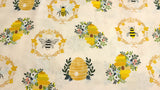 Quilting Cotton Beehive Floral Bumble Bee Honey
