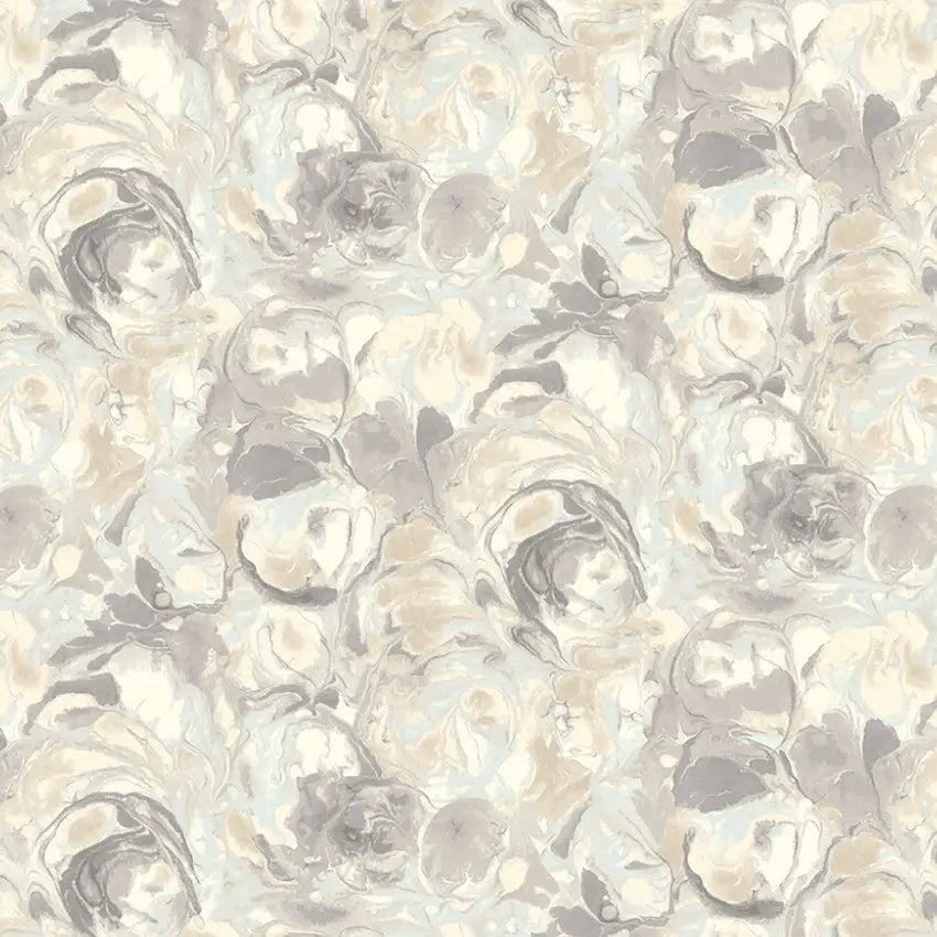 Cotton Wideback Fabric Beige Smokey Paint Swirls 116/118"