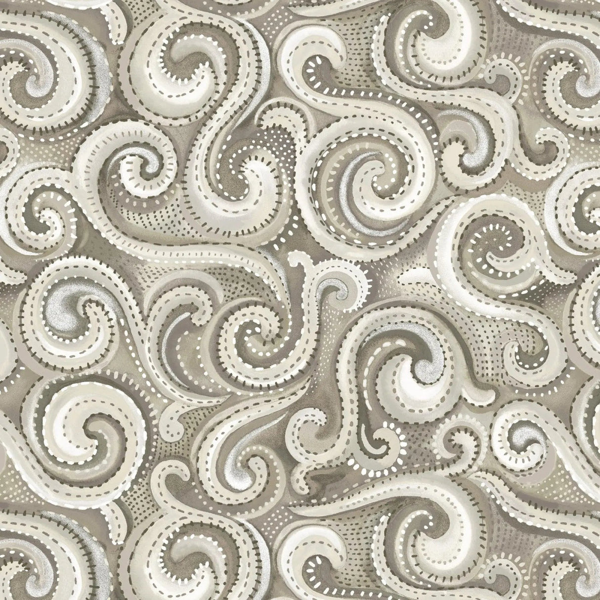 Cotton Wideback Fabric Beige Whirlwind Swirl 108"