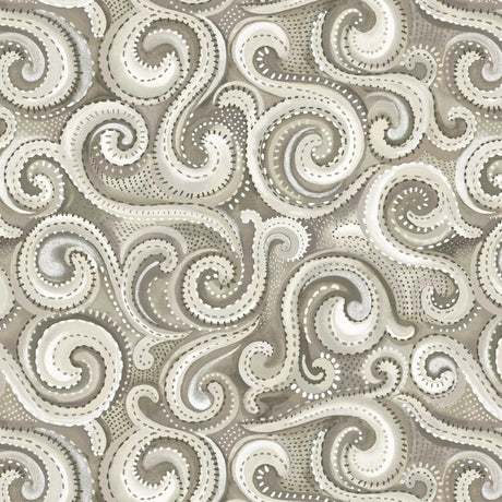 Cotton Wideback Fabric Beige Whirlwind Swirl 108"