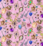 Pink Cotton Print Fabric 44/45" Bejeweled