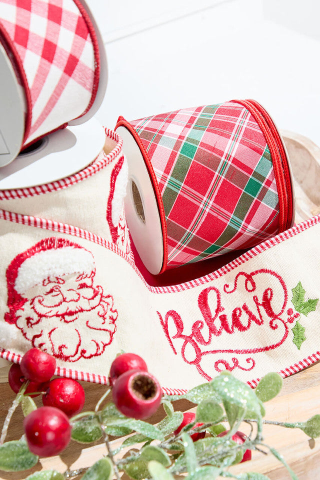 Cozy Christmas Believe Mini Ribbon Bundle, Festive Holiday Tree Ribbon Set