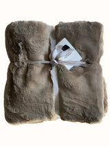 Bella Luxury Faux Fur Throw Blanket Collection Polyester Fabric - Faux Chinchilla Rabbit Fur, Crystal Velvet Backing, 60" X 80", Sandy Beige, Slate Silver, Raven Charcoal, Espresso Mocha (1 Throw Blanket)
