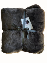 Bella Luxury Faux Fur Throw Blanket Collection Polyester Fabric - Faux Chinchilla Rabbit Fur, Crystal Velvet Backing, 60" X 80", Sandy Beige, Slate Silver, Raven Charcoal, Espresso Mocha (1 Throw Blanket)