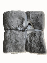 Bella Luxury Faux Fur Throw Blanket Collection Polyester Fabric - Faux Chinchilla Rabbit Fur, Crystal Velvet Backing, 60" X 80", Sandy Beige, Slate Silver, Raven Charcoal, Espresso Mocha (1 Throw Blanket)