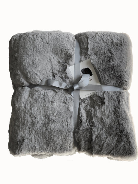 Bella Luxury Faux Fur Throw Blanket Collection Polyester Fabric - Faux Chinchilla Rabbit Fur, Crystal Velvet Backing, 60" X 80", Sandy Beige, Slate Silver, Raven Charcoal, Espresso Mocha (1 Throw Blanket)