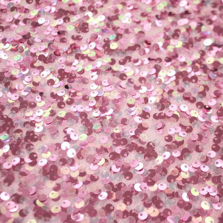Belle Stretch Mesh Sequin Polyester Spandex Fabric - Pink, Mint, Lilac, Light Blue Embroidered Sequin, 54/55" Width (1 Yard)